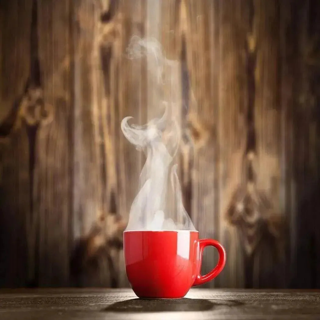 Vibrant red ceramic mug steaming with Afternoon Tea Fragrance Blend