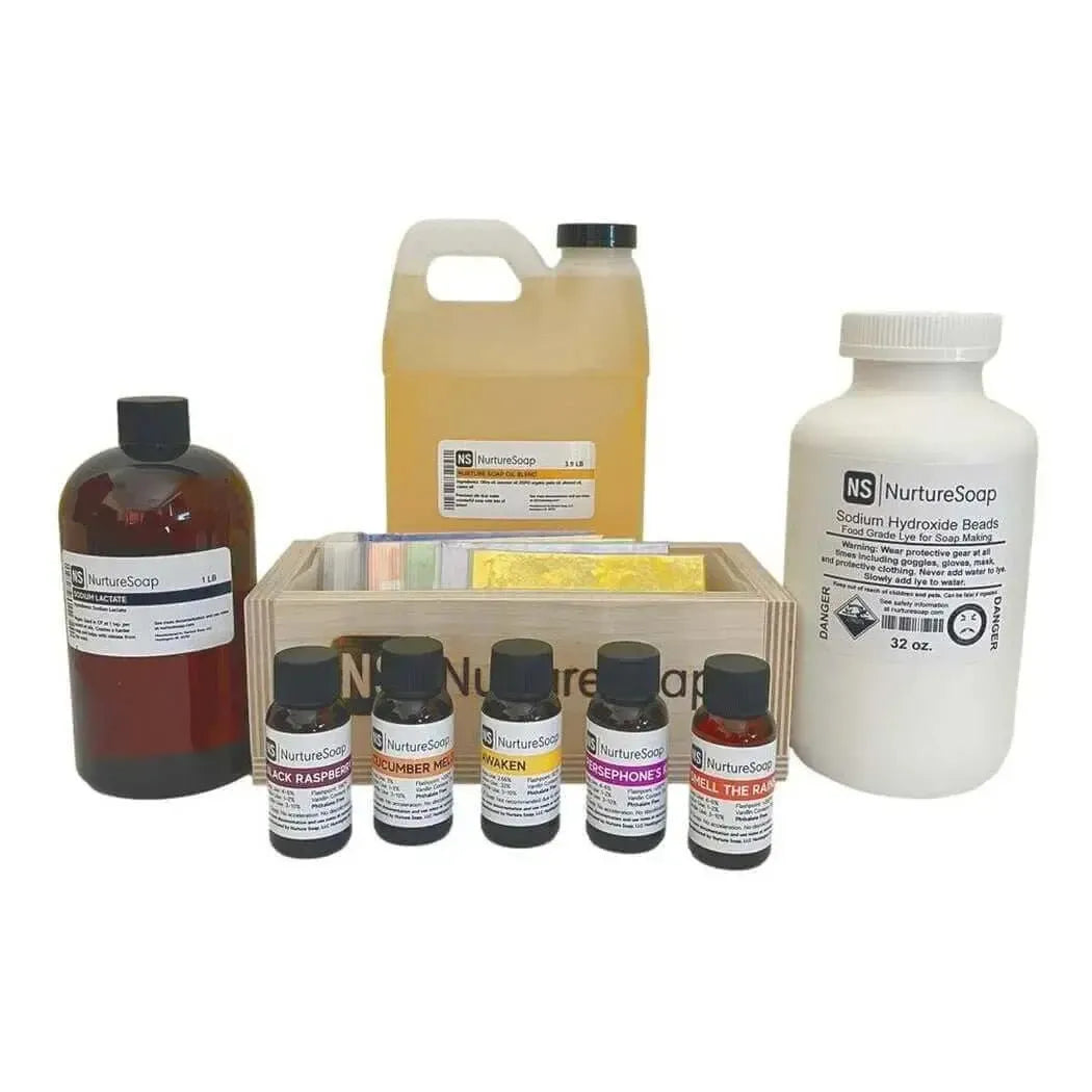 Nurturesoap cold process soap making kit with essential oils, lye, fragrances