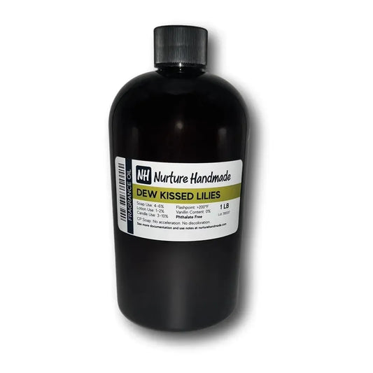 Dew Kissed Lilies Fragrance Oil bottle showcasing a captivating floral aroma for an enchanting sensory experience.