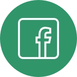 Facebook logo in a green circular background, symbolizing social media connectivity and engagement.