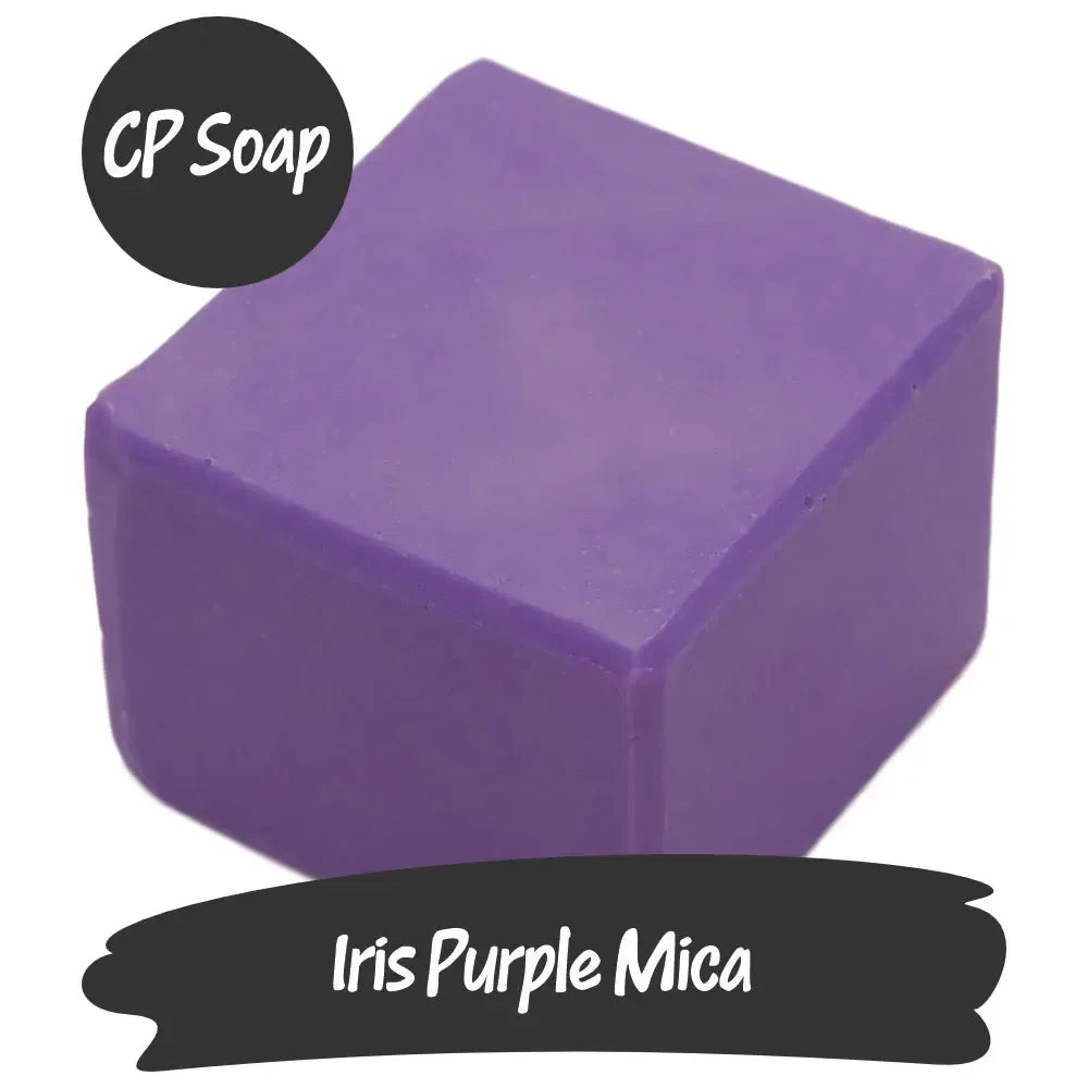 Iris Purple Mica CP soap cube, inspired by the iris flower's beauty and symbolism of faith, courage, and wisdom.