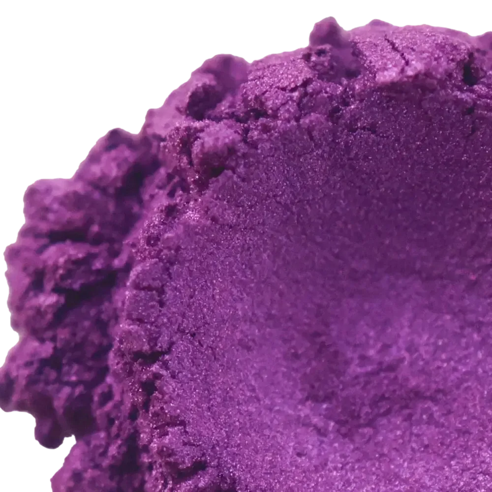 Cyber Grape Purple Mica powder showcasing vivid purple hue and dazzling sparkle for bold crafts.
