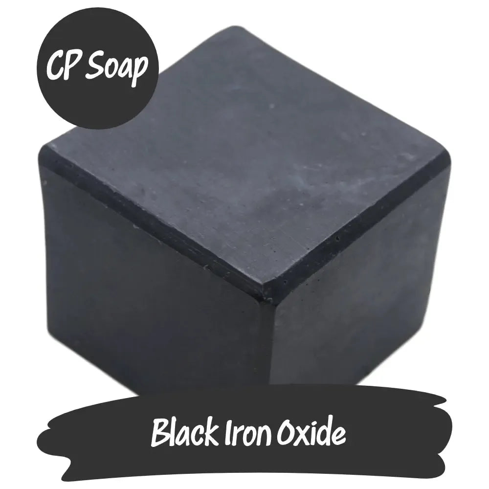 Block of Black Iron Oxide pigment for CP soap, offering a vibrant, deep black color for dramatic creations.