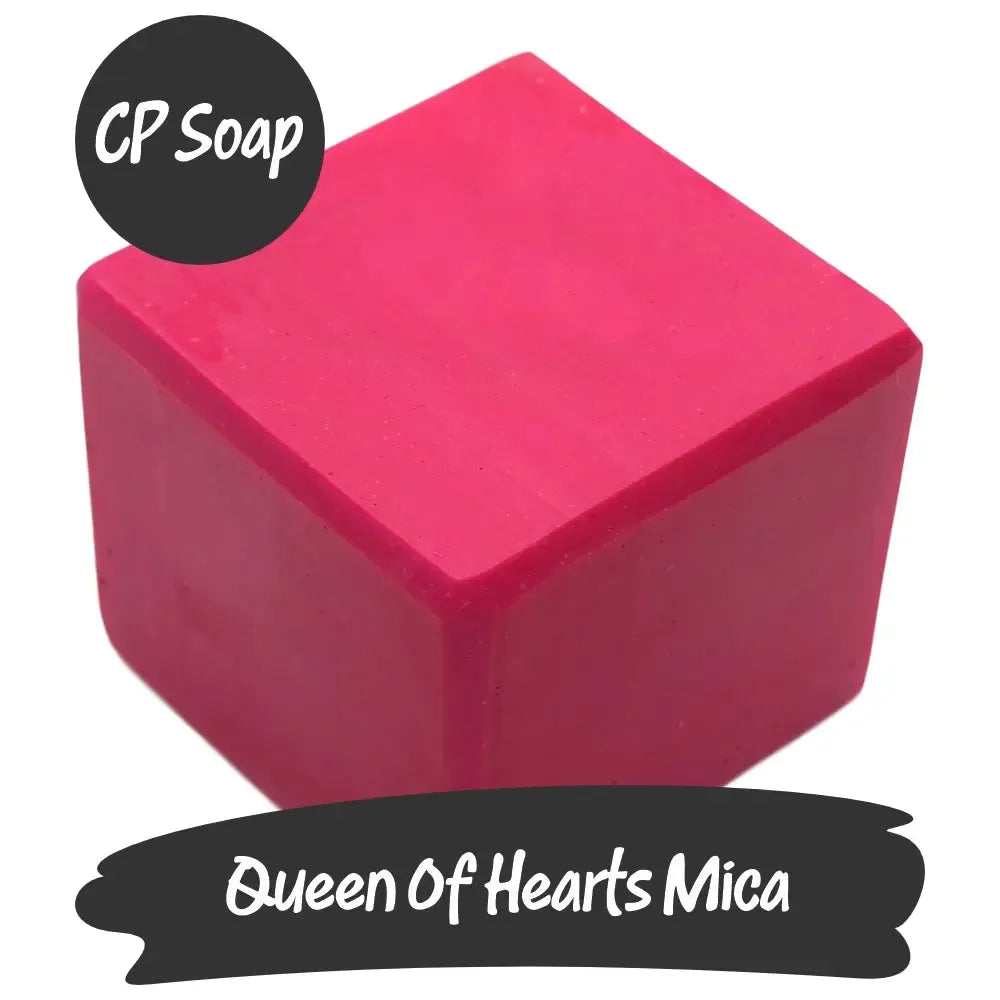 Vibrant Queen of Hearts Mica CP Soap in rosy-crimson hue for crafting and beauty projects.