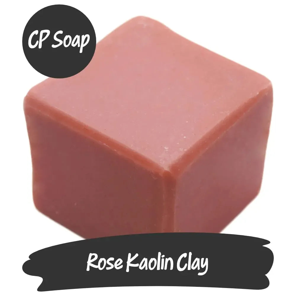 Rose Kaolin Clay soap cube, featuring a lovely rosy hue and creamy texture for a delightful bath experience.
