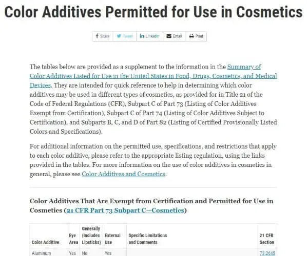 FDA Color Additives Tables for Cosmetics listing approved colors and regulations for safe makeup use.