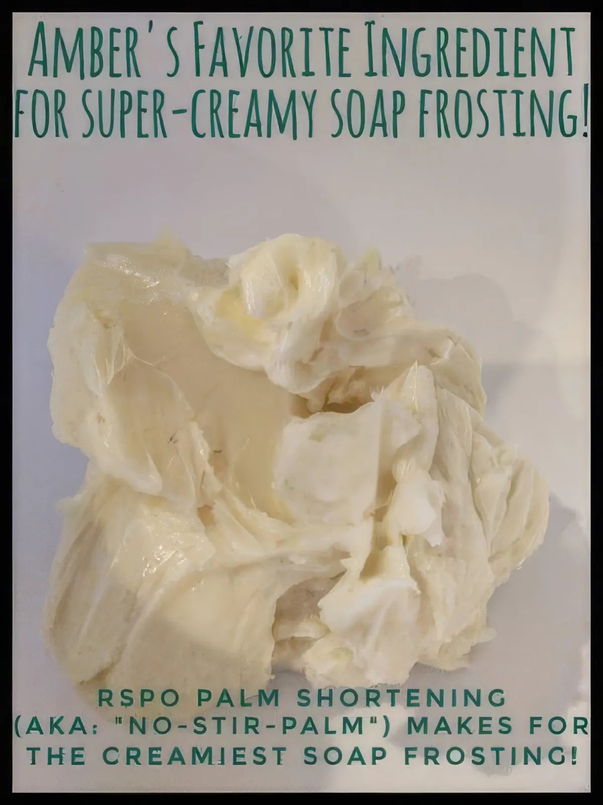 Scoop of white palm shortening on plate for soap frosting