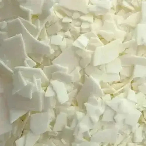 Close-up of white soy wax flakes, perfect for a smooth candle finish and clean burn with delightful scent throw.