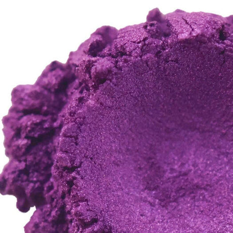 Purple mica powder with a pearlescent finish for DIY crafts, soaps, cosmetics, and epoxy resin projects