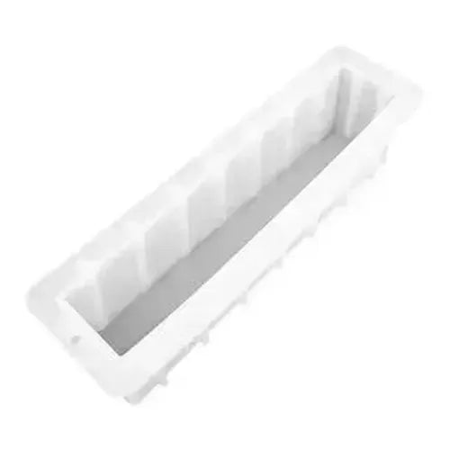 White rectangular silicone ice cube tray with raised side ridges in Silicone Molds collection