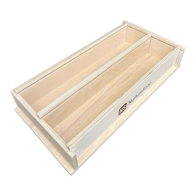 Handmade wooden box by Nurture featuring dual compartments for organized storage.