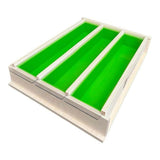 Nurture Handmade wooden mold with three green compartments for crafting and soap making