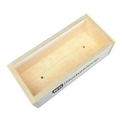2.5 lb handle soap mold for easy soapmaking, featuring silicone sides and durable wood construction.