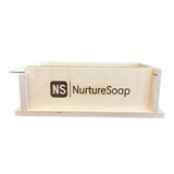 Nurture Handmade wooden soap mold with NurtureSoap logo.