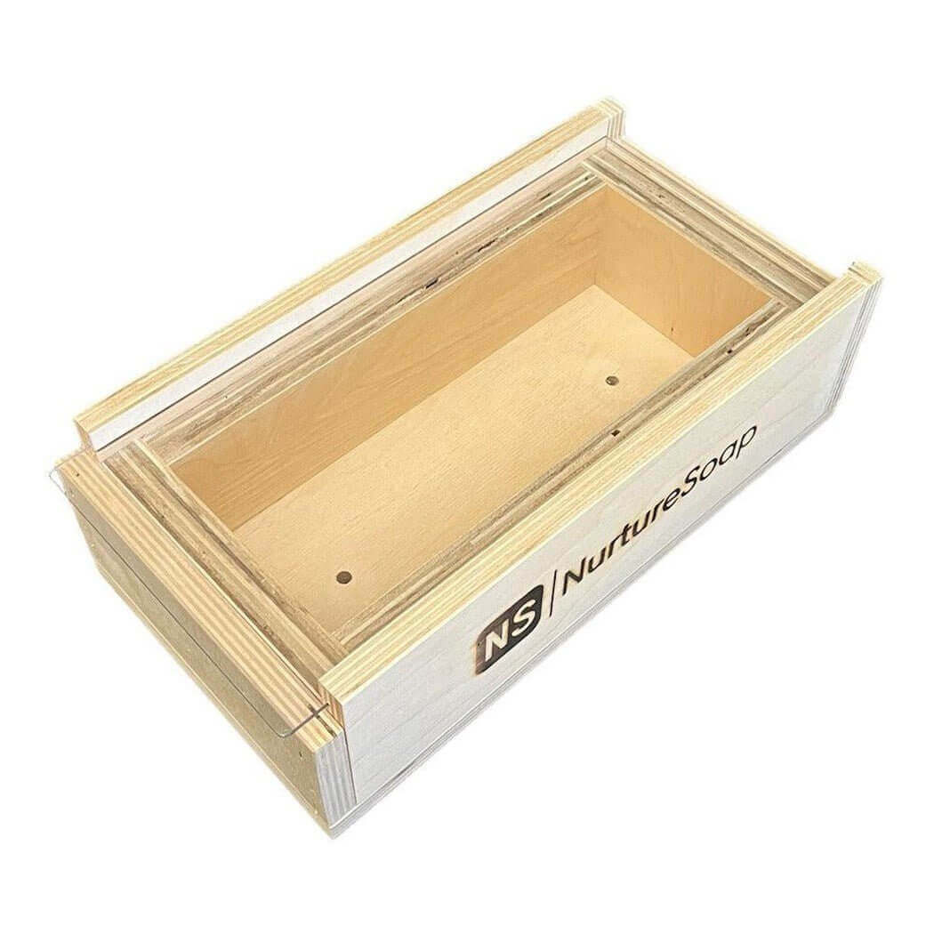 Wooden soap mold box by Nurture Soap for handmade soap making.