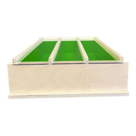 Wooden handmade box with three green compartments - Nurture Handmade