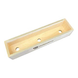 Nurture Handmade wooden soap mold with three circular holes, ideal for crafting handmade soaps.