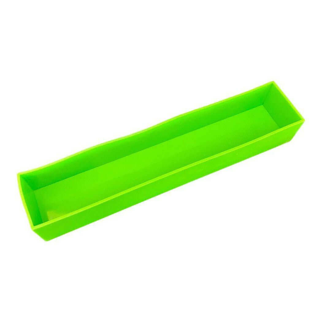 Bright green rectangular silicone mold for handmade crafts and creations. Perfect tool to nurture handmade projects.