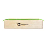 NurtureSoap handmade wooden soap mold with green silicone liner.