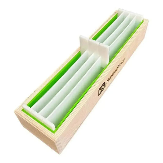 Swirl divider for 5 lb soap mold, featuring removable dividers and spacers for perfect soap portions.