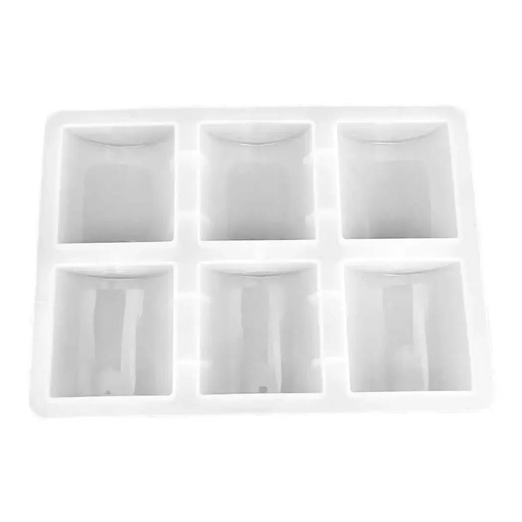 White 6-bar half round silicone mold with rectangular ice cube compartments