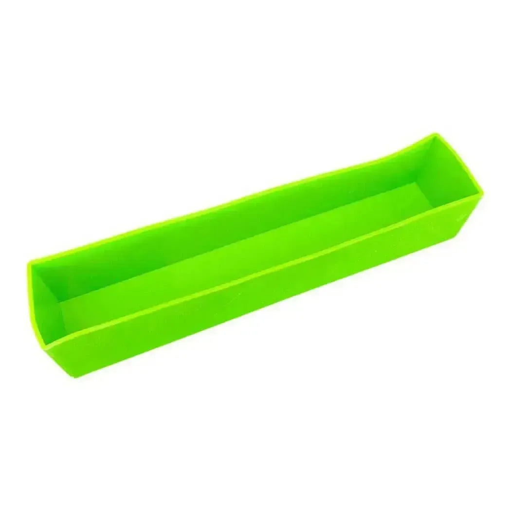 Bright lime green rectangular silicone tray for 7.5 lb liner