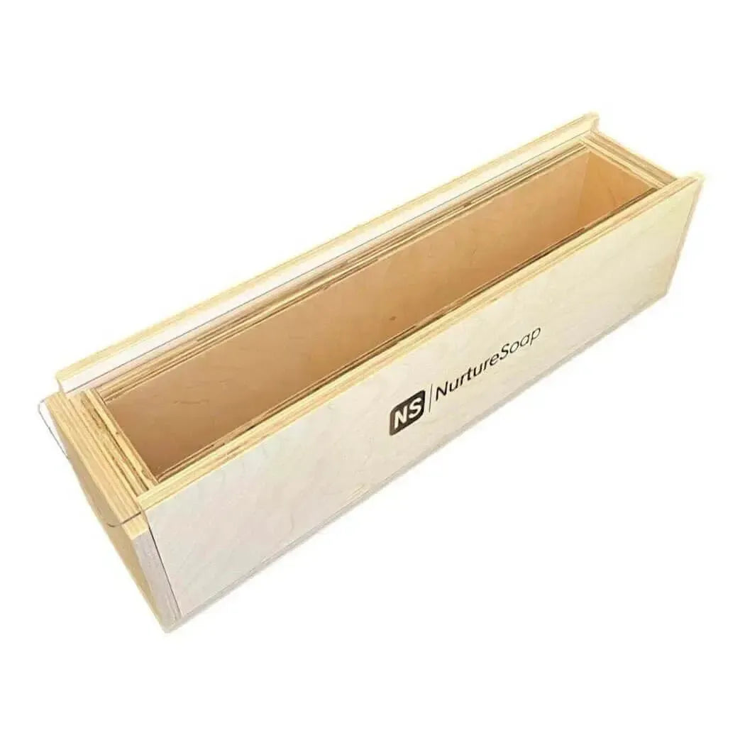 7.5 lb Premium Handle Tall Skinny Soap Mold for easy soap making with clear lid and silicone liner from NurtureSoap.