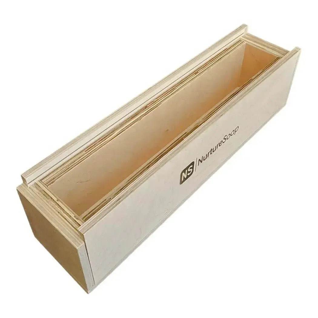 7.5 lb Handle Premium TS Wood Mold for soap making, crafted for precision with Nurture Soap branding.