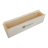 Wooden NurtureSoap mold for handmade soap-making, durable and eco-friendly box with NurtureSoap logo.