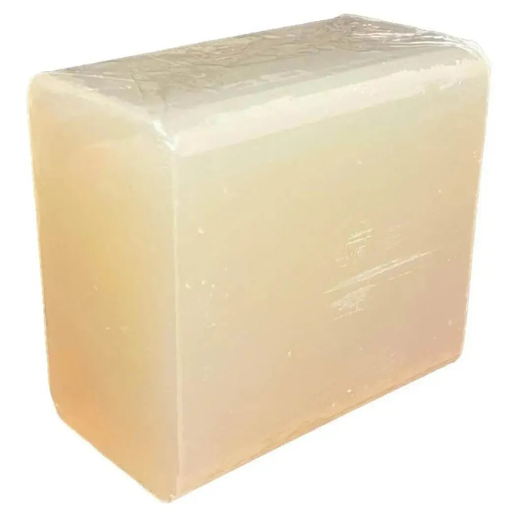 Low Sweat Clear Soap Base: translucent pale yellow rectangular bar