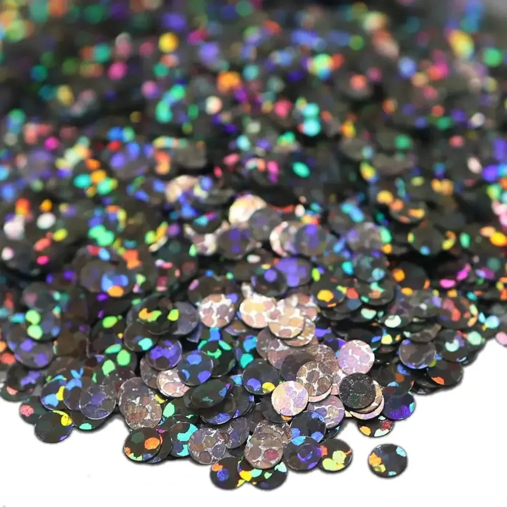 Pile of iridescent black Connect The Dots holographic biodegradable glitter sequins