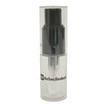 Clear plastic Glitter Spray Pump bottle with black dispenser and Nurture Handmade branding
