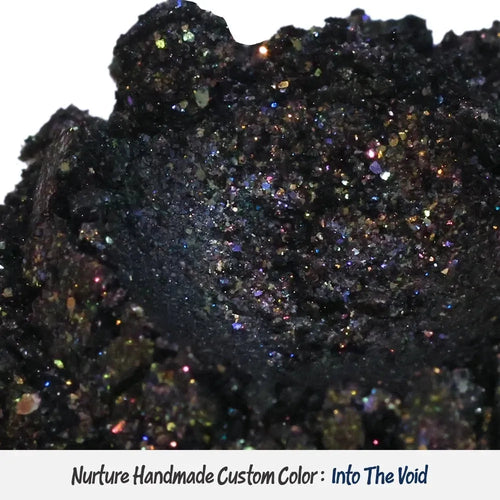 Into The Void Black Mica: dark glittering mineral with iridescent purple, blue, gold flecks