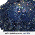 Night Watch Dark Blue Mica: deep navy glitter with iridescent shimmer