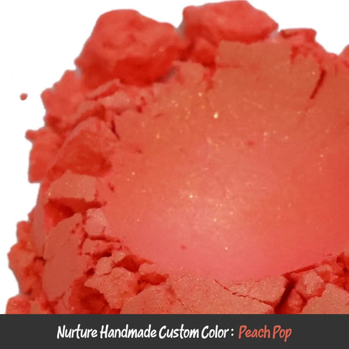 Peach Pop Mica powder in vibrant coral hue with glittery texture