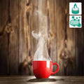 Vibrant red ceramic mug steaming with Afternoon Tea Fragrance Blend