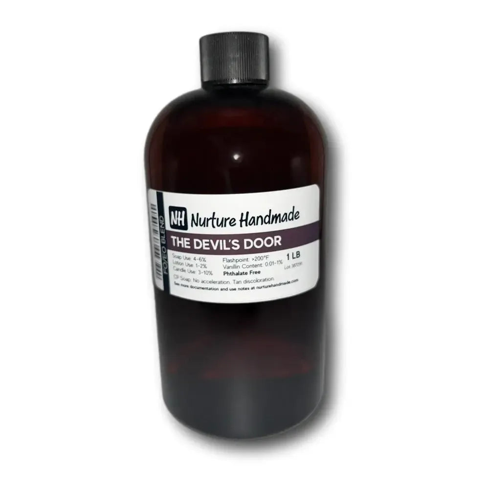 The Devil's Door fragrance oil bottle, rich blend of cumin, beeswax, and vetiver for a captivating scent.