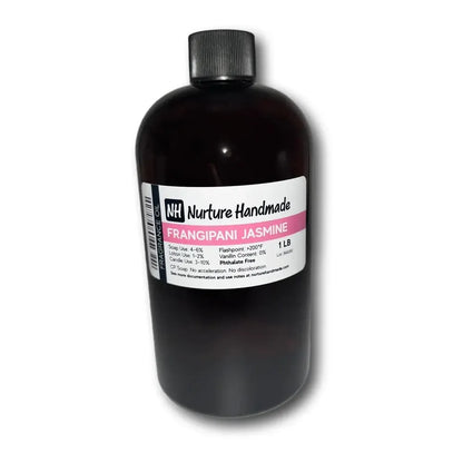 Frangipani Jasmine Fragrance Oil, 1 lb bottle, sweet floral scent, perfect for candles and soaps.