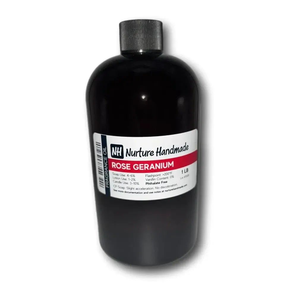 Rose Geranium Fragrance Oil bottle showcasing its elegant aroma and luxurious essence for home fragrance.