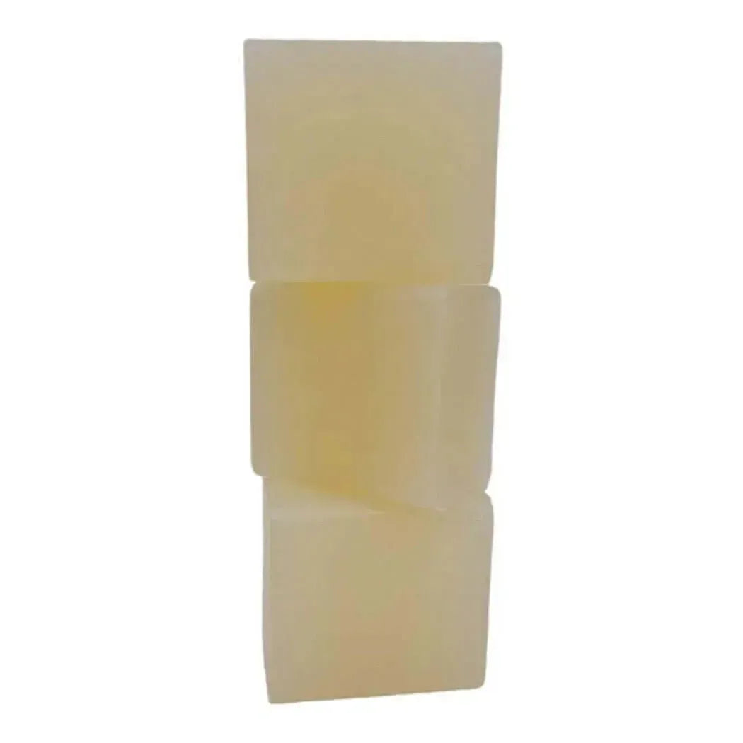 Stacked translucent off-white rectangular blocks in Low Sweat Clear Soap Base