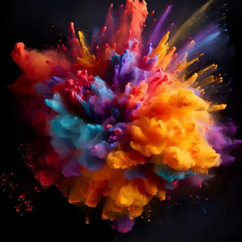 Vibrant multicolored paint explosion on black background from Epic Colors Collection