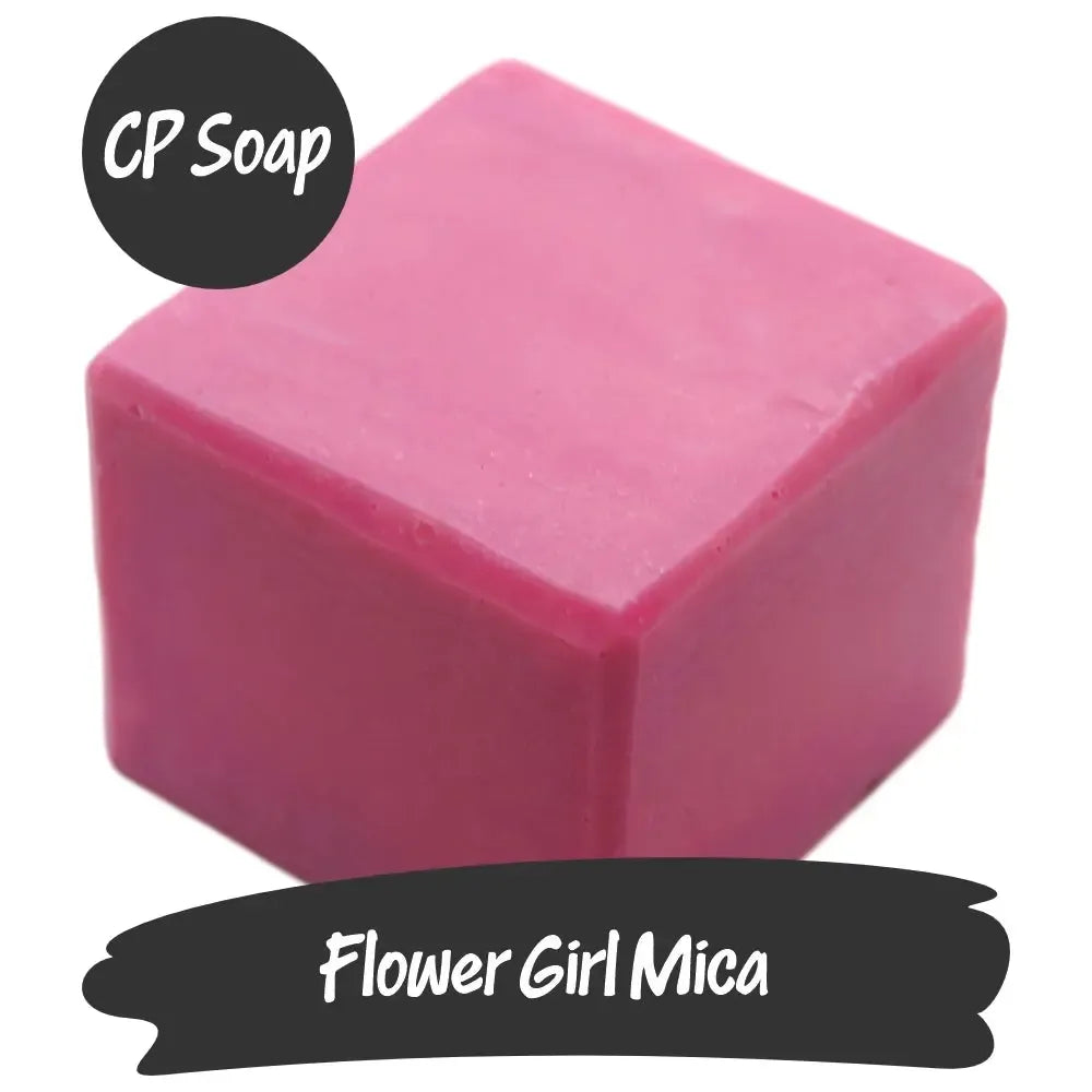 Flower Girl Mica soap cube in soft pink with enchanting shimmer, perfect for fairytale-inspired creations.