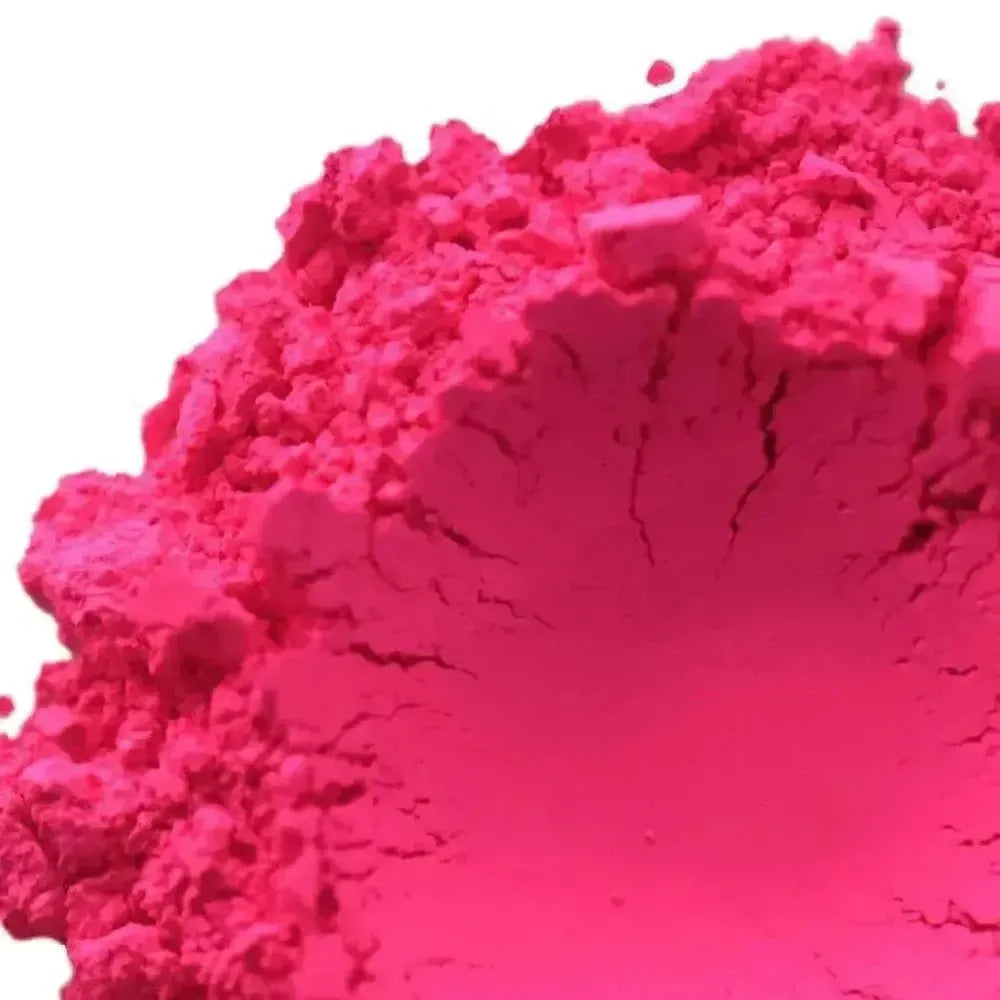 Vibrant fuchsia Fluorescent Neon Pink Pigment powder with fine crumbly texture