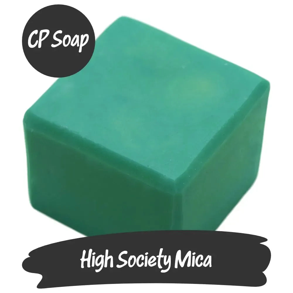 Vibrant High Society Green Mica soap, perfect for adding luxurious color to beauty products and crafts.