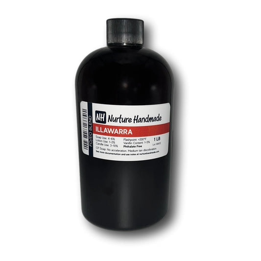 Illawarra FO/EO Blend bottle showcasing energizing, citrusy aroma ingredients for a refreshing scent experience.
