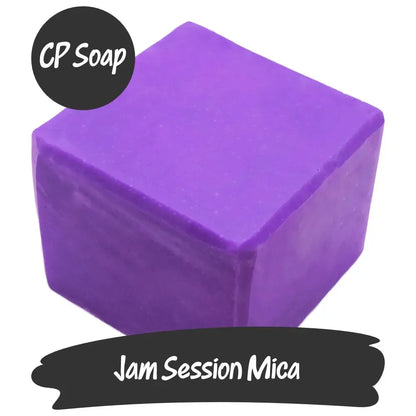 Jam Session Purple Mica block for soap making, showcasing vibrant sparkles for creative projects.