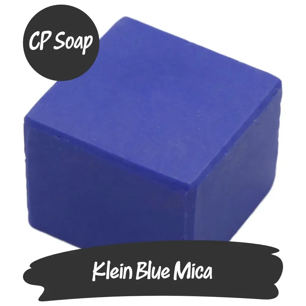 Vibrant Klein Blue Mica cube for CP soap, inspired by Yves Klein's iconic ultramarine pigment.