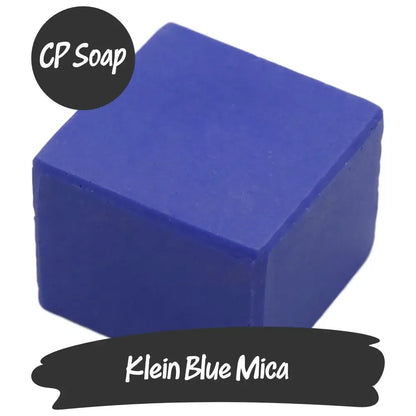 Vibrant Klein Blue Mica cube for CP soap, inspired by Yves Klein's iconic ultramarine pigment.