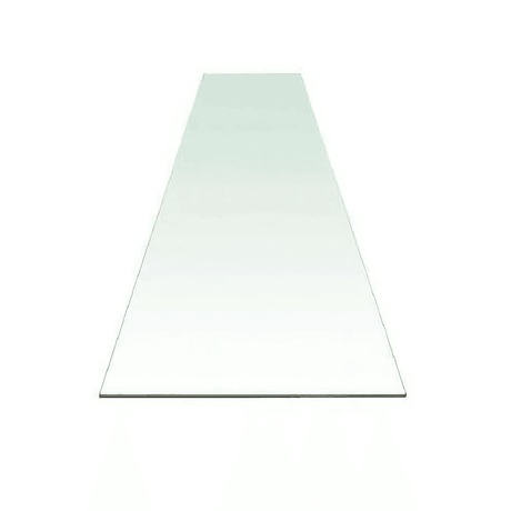 Long rectangular sheet of clear glass with a white background