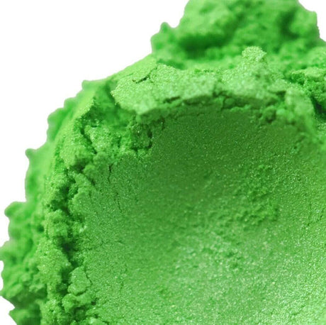 Bright green handmade cosmetic powder close-up - Nurture Handmade